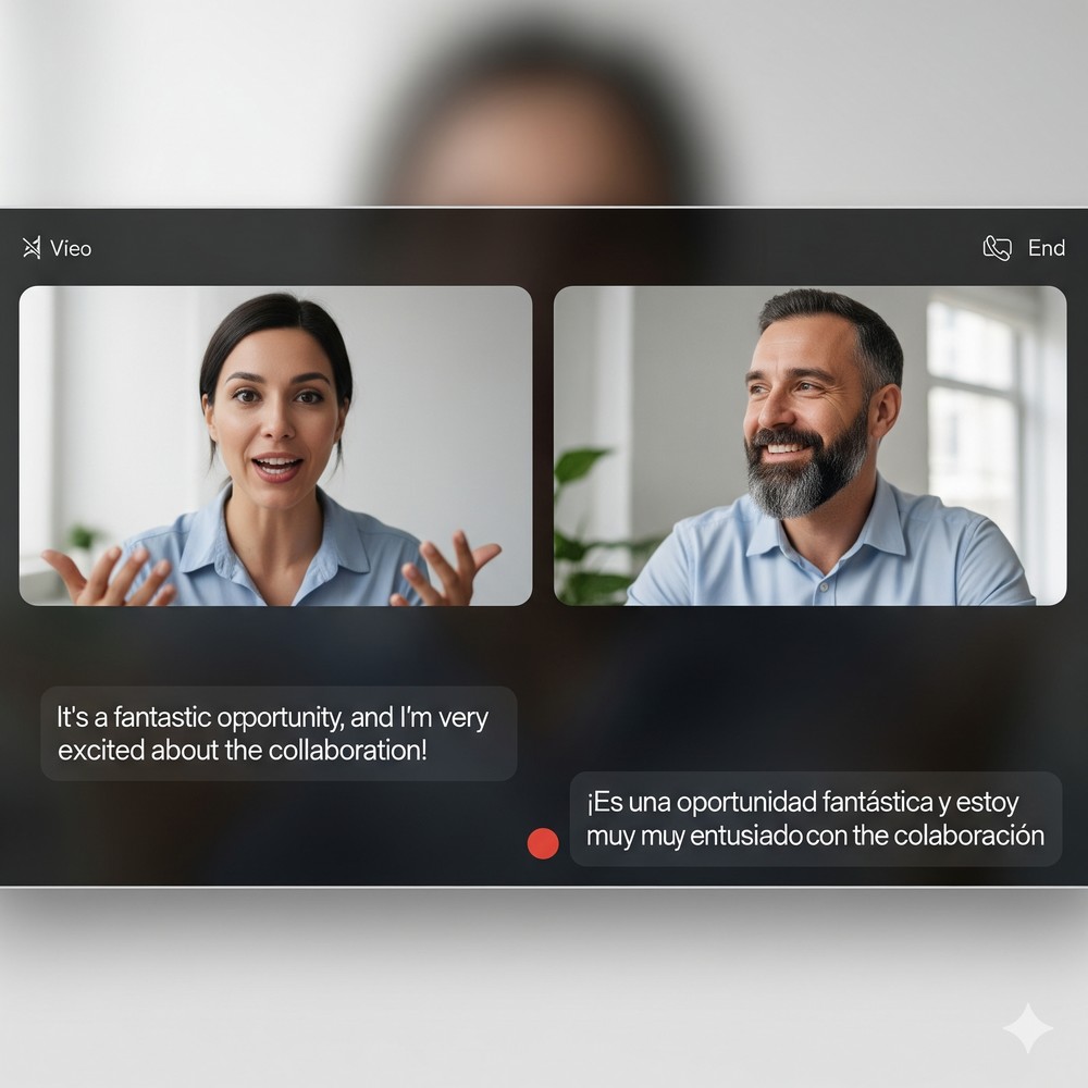 Real-time translation icon with people from all over the world